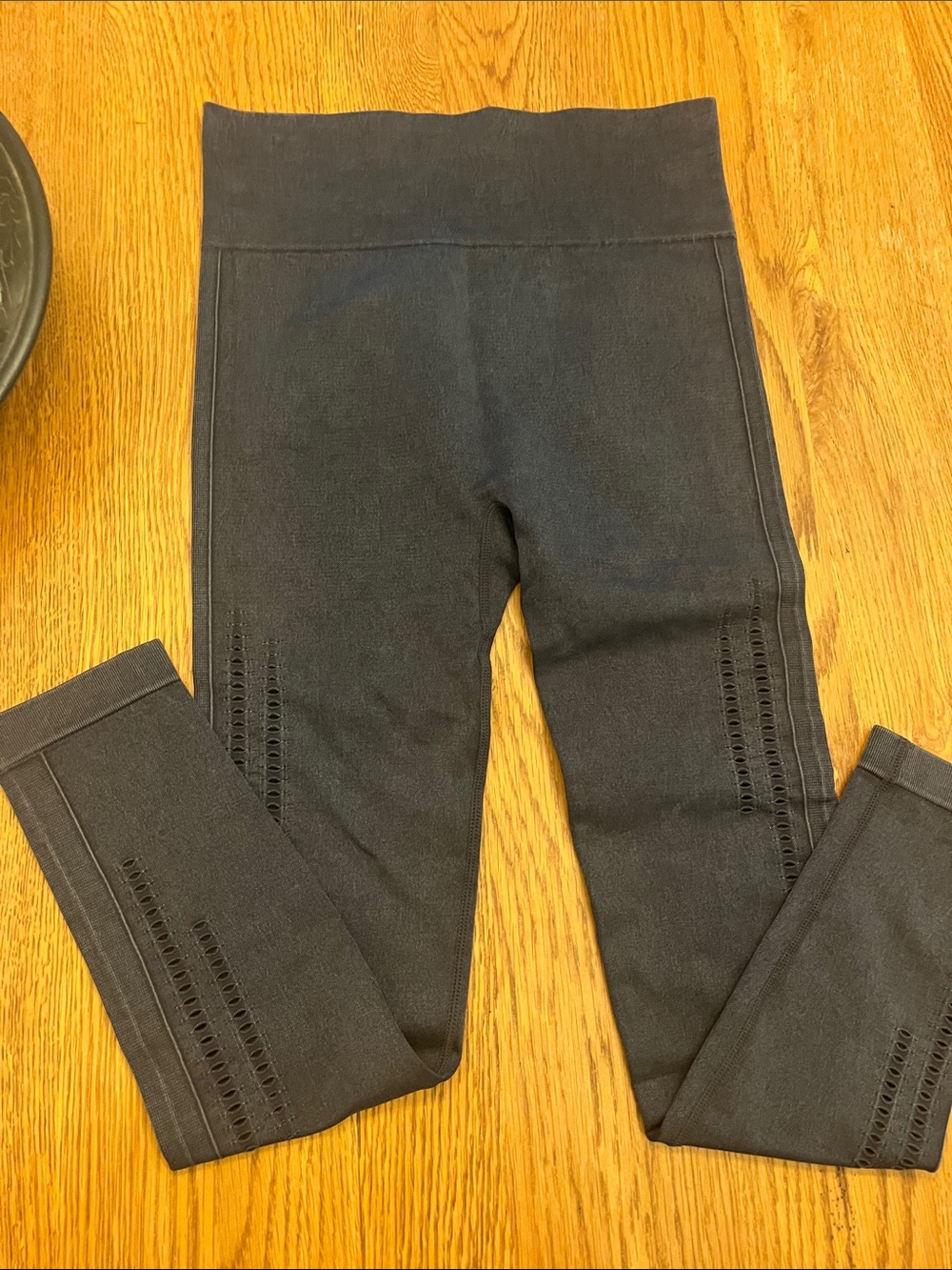 Mono B Black Laser-Cut Seam Leggings